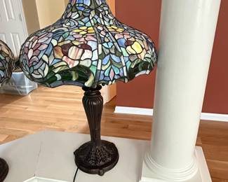Duffner and Kimberly Laburnum Tiffany Style Floral Stained Glass Table Lamp by Medya Lighting