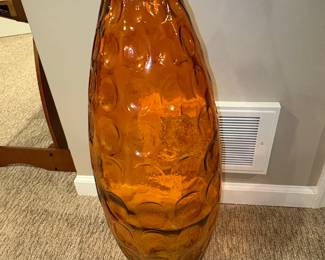 Large Amber Empoli Glass Genie Bottle Vase