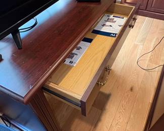 Dark Cherry Wood Desk with Single Drawer by Sauder second image
