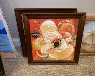 Framed Floral and Tropical Landscape Art Prints (Set of 2)