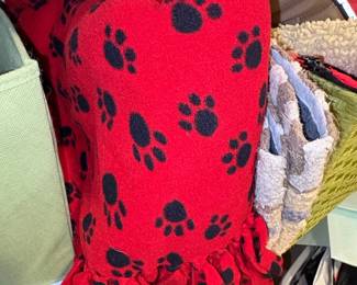 Red Fleece Paw Print Blanket