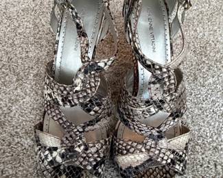 Adrienne Vittadini Snakeskin Print Platform Heels