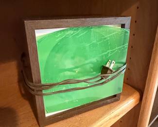 Green Vinyl Record Lamp with Wooden Frame