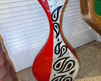 Red and White Paisley Ceramic Vase