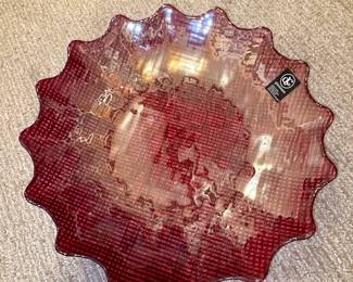 DC Glassware Red Wavy Rim Bowl