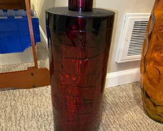 Large Red Faux Crocodile Textured Vase