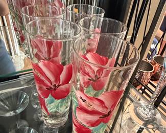 HandPainted Floral Glassware Set  Boscul Peanut Butter Glasses second image