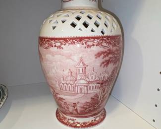 Burton Burton Bogart Red Toile Cache Pot Vase third image