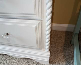 White Dresser with Floral Stencil and Glass Knobs fourth image