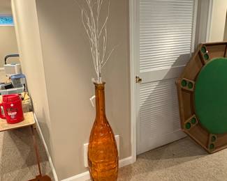 Large Amber Empoli Glass Genie Bottle Vase