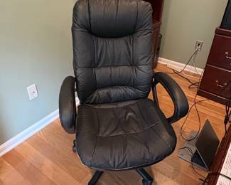 Black Faux Leather Executive Office Chair with Layered Padding