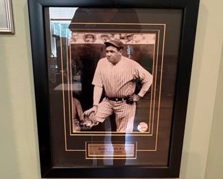 Babe Ruth New York Yankees Framed Photo Display with Baseball
