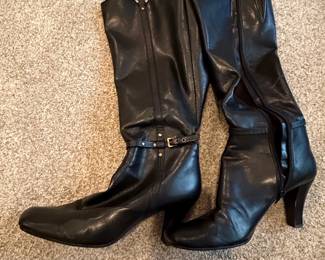GORGEOUS Womens Black Leather KneeHigh Boots