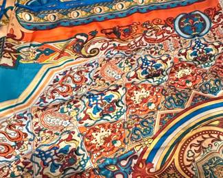 Viscose and Silk Blend Scarf with Ornate Pattern