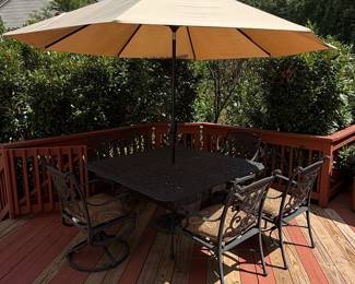 Cast Aluminum Patio Dining Set with Umbrella