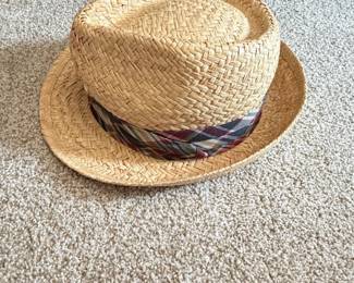 Stetson Madrigal Coconut Straw Porkpie Hat with Plaid Band