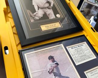 Babe Ruth and Mickey Mantle Framed Memorabilia Collection