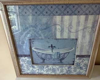 Vintage Floral Bathtub Framed Print
