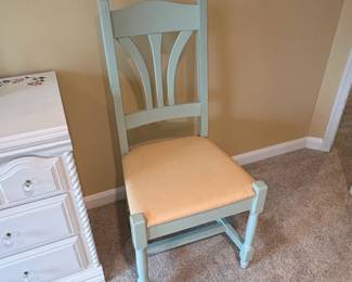 Light Blue Spindle Back Upholstered Dining Chair Made in Italy