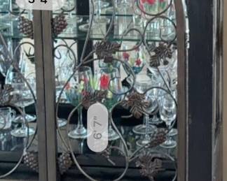 Vintage Arched Door Wine Cabinet with Wrought Iron Scrollwork second image