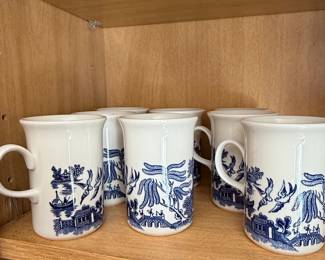 Churchill Blue Willow Pattern Mugs