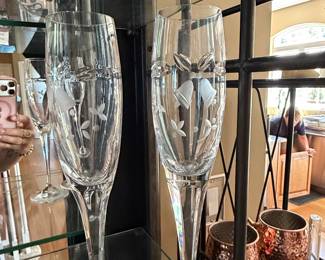 Mikasa Wedding Bells Etched Crystal Champagne Flutes Set of