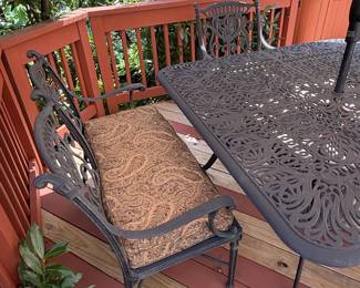Cast Aluminum Patio Dining Set with Umbrella third image