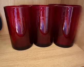 Set of Anchor Hocking Royal Ruby Roly Poly Tumblers