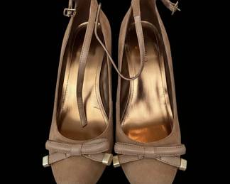 Ellen Tracy Womens Suede Bow Ankle Strap Heels second image