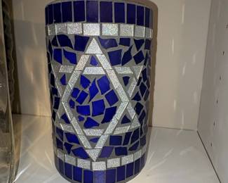 Blue Mosaic Star of David Candle Holder