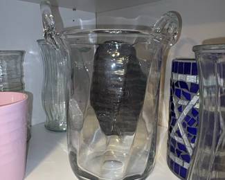 Clear Glass Vase with Applied Handles