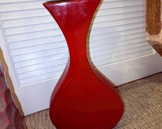 Red and White Paisley Ceramic Vase second image