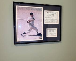 Mickey Mantle Framed Display with Triple Crown Award Winner Information