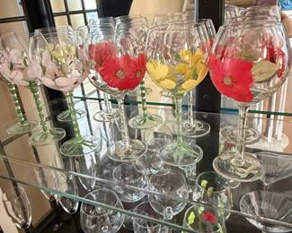 HandPainted Floral Glassware Set Boscul Peanut Butter Glasses third image
