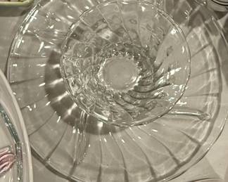 Complete Kitchen Clear Glass Serving Platter with Center Bowl Mikasa Peppermint Swirl