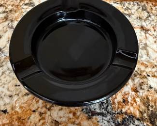Vintage Las Vegas Hilton Black Glass Ashtray