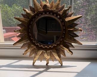 Vintage Gold Sunburst Mirror Hollywood Regency Style