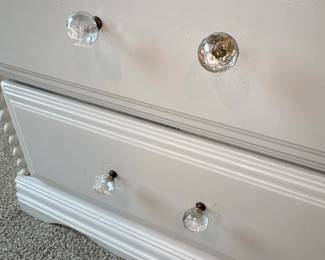 White Dresser with Floral Stencil and Glass Knobs third image