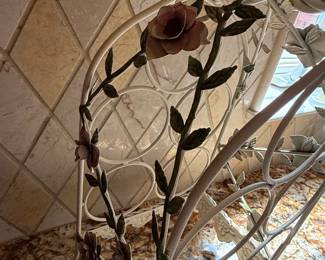 Vintage White Metal Floral Wine Rack second image