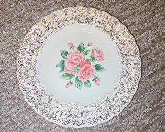 Sebring Pottery China Bouquet IKS K Gold Trim Plate