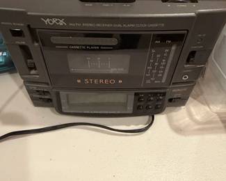 YORX AM or FM Stereo Receiver Dual Alarm Clock Cassette Player
