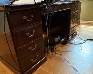 Traditional Wooden Executive Desk with Leather Inlay by Sauder second image