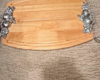 Vagabond House Pear Branch Pewter Wood Serving Platter