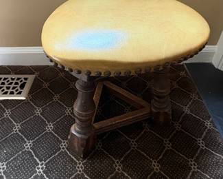 Vintage Barley Twist Stool with Upholstered Seat
