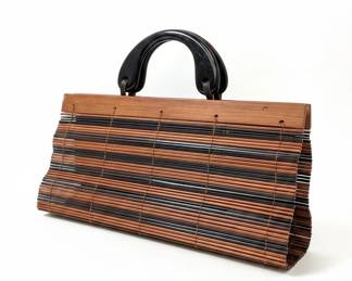 Vintage Bamboo and Wood Slatted Handbag second image
