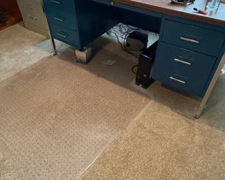 Vintage Steelcase Tanker Desk with Wood Top