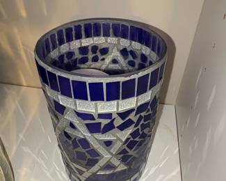 Blue Mosaic Star of David Candle Holder second image