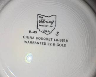Sebring Pottery China Bouquet IKS K Gold Trim Plate second image