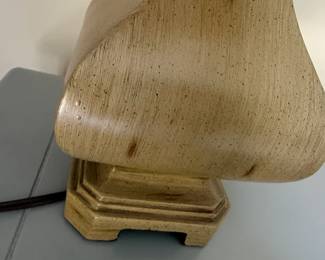 Vintage Transitional Geometric Table Lamp with Burlap Shade second image
