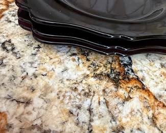 L.E. Smith Mt. Pleasant Black Amethyst Glass Salad Plates Set of second image